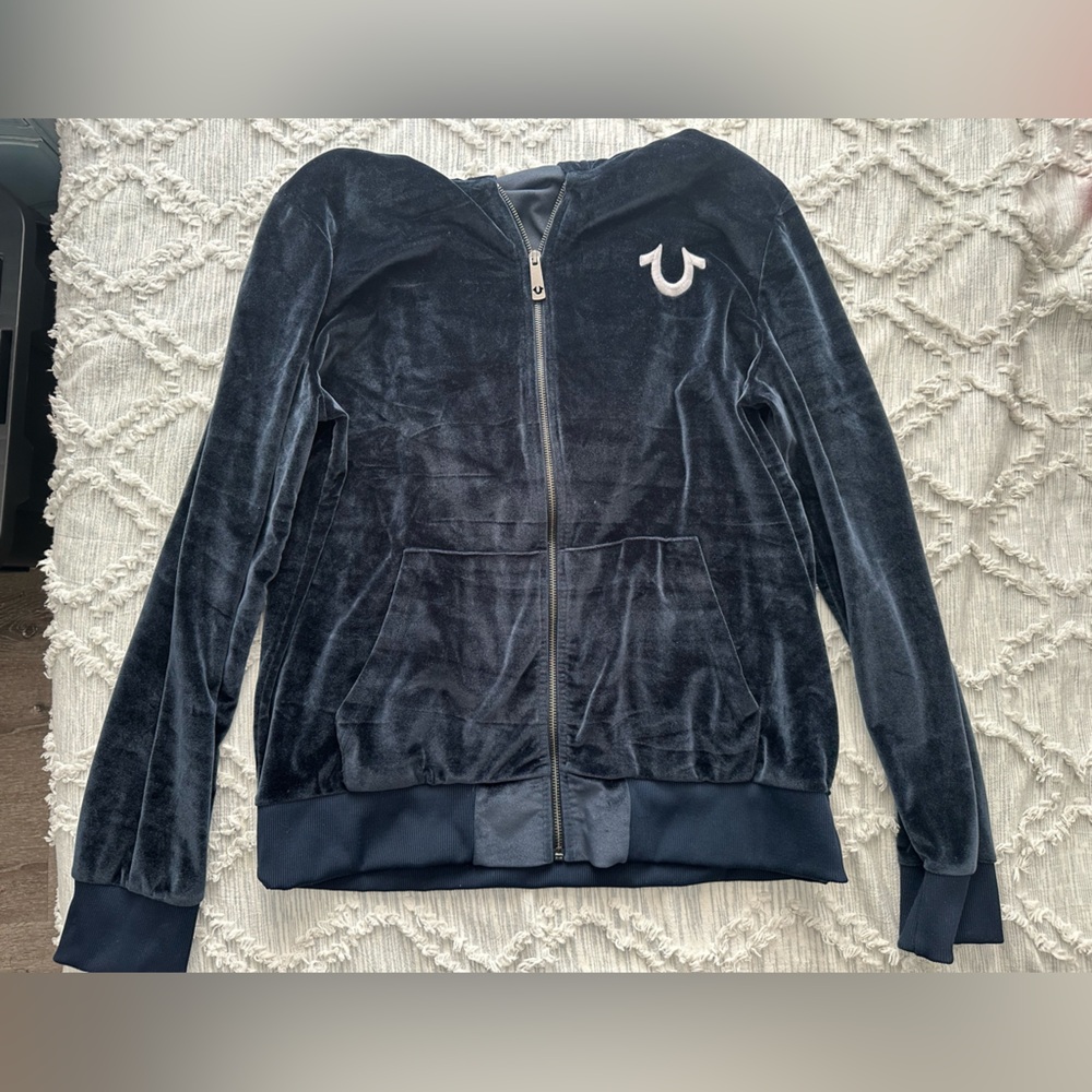True Religion Dark Blue Velour Jacket